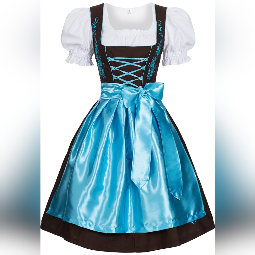 Brown and teal German Oktoberfest / Dirndl dress costume